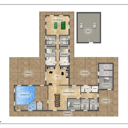 度假居 Poolhus I Vrist Til 18 Med Aktivitetsrum Sj800 *